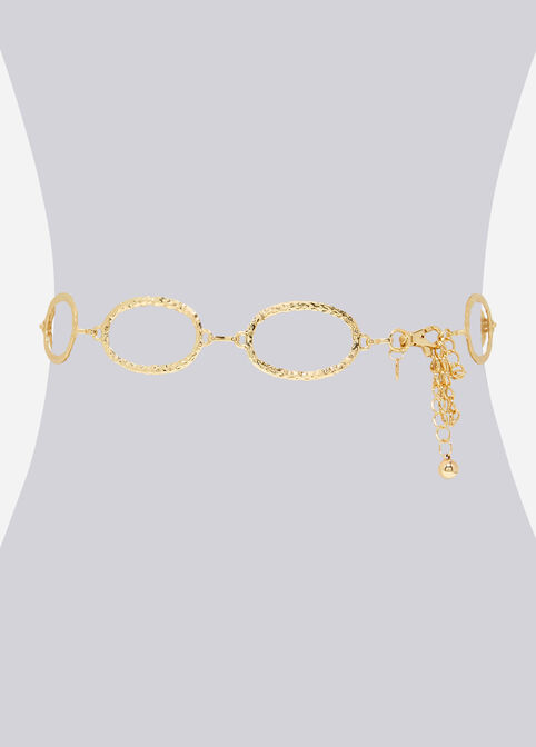 Gold Textured Oval Chain Link Belt, Gold image number 0