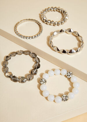 Crystal Stone And Bead Bracelets, Silver image number 0