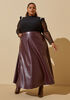 Faux Leather A Line Maxi Skirt, Burgundy image number 2