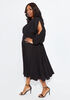 Split Sleeve Midi A Line Dress, Black image number 2