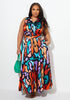 Printed Satin Maxi Dress, Multi image number 0