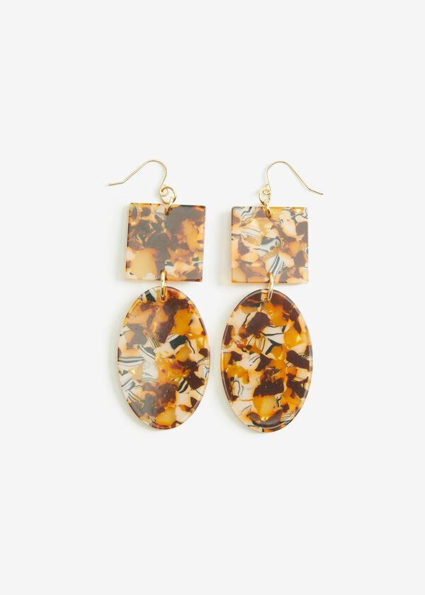 Marble Gold Tone Drop Earrings, Potters Clay image number 0