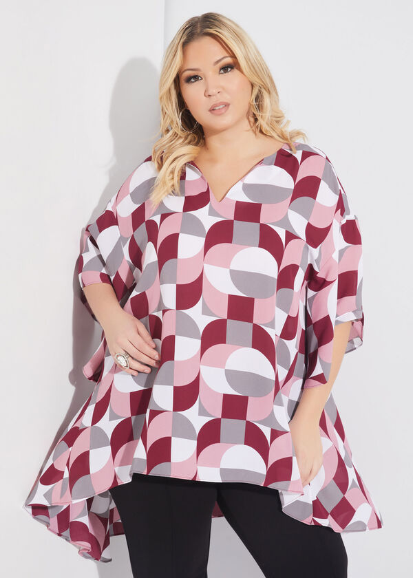 Abstract Print Hi Low Tunic, Foxglove image number 2