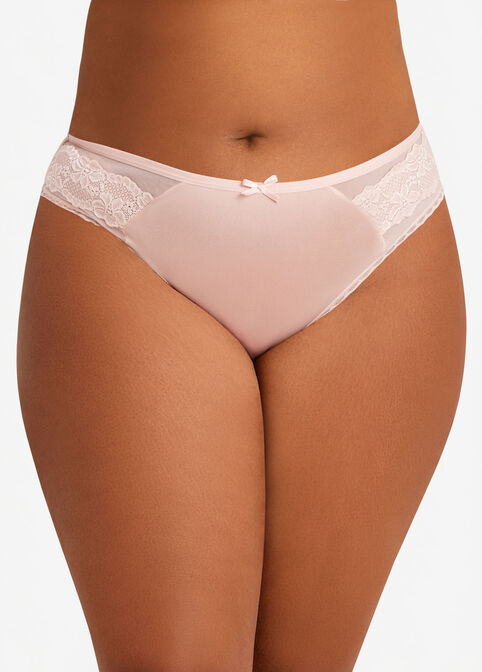 Microfiber & Lace Cheeky Hipster, Light Pink image number 0