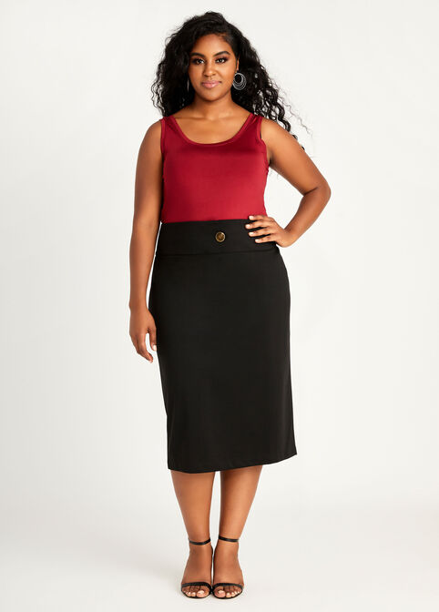High Waist Pencil Skirt, Black image number 2
