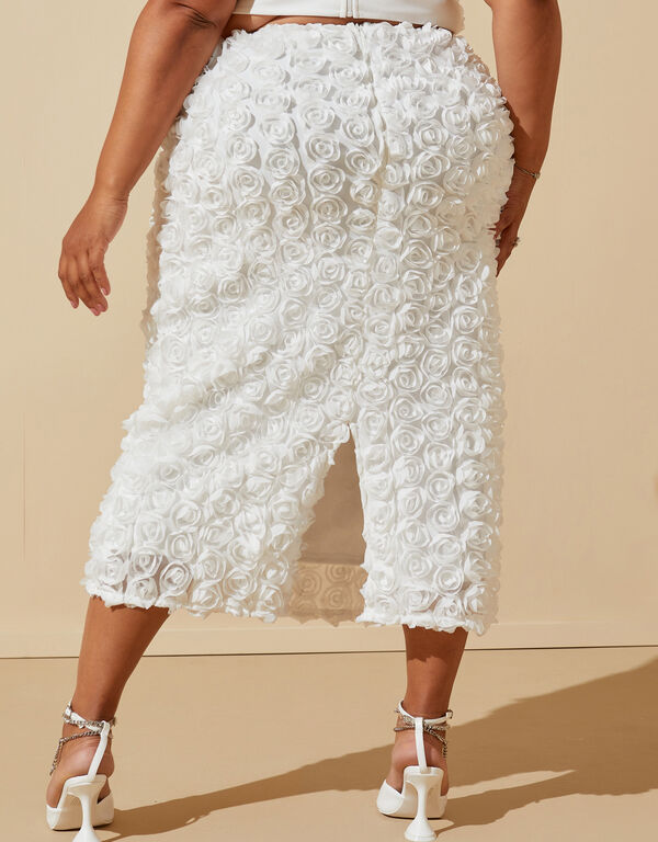 Rosette Midi Skirt, White image number 1