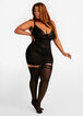 Plus Size Sexy Lingerie Mesh Chemise Garter Stockings Three Piece Set image number 0