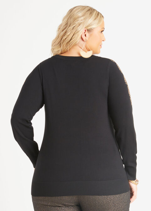Beaded Sweater, Black image number 1