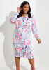 Mesh Paneled Printed Bodycon Dress, Multi image number 0