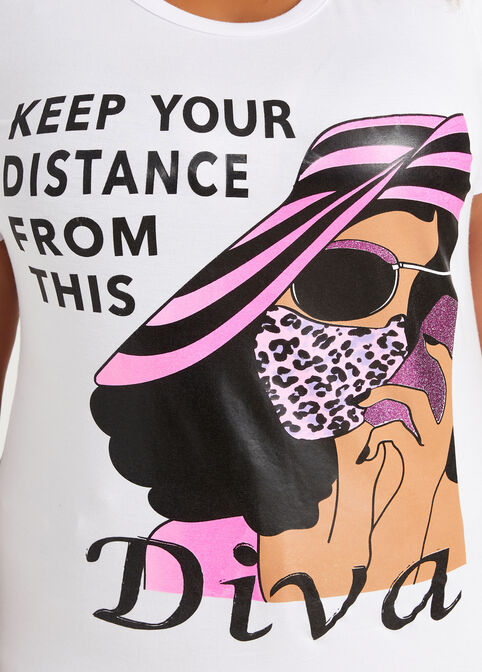Keep Distance Diva Graphic Tee, White image number 1