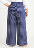 Stripe Pull On Wide Leg Pant, Navy image number 1