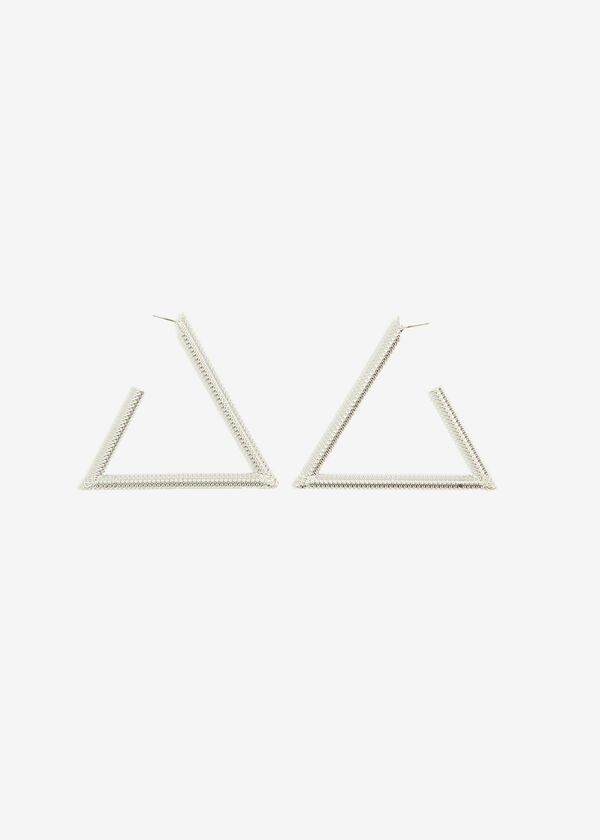 Textured Triangle Earrings, Silver image number 0