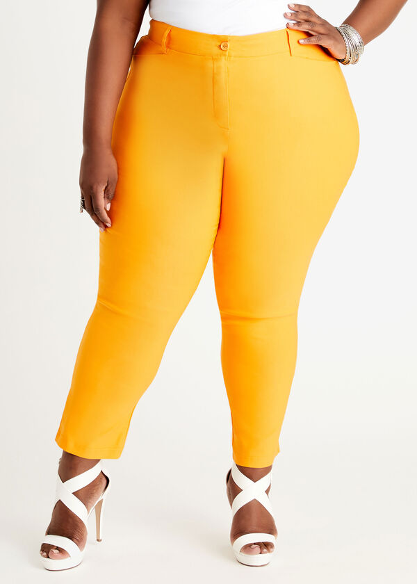 Orange Stretch Twill Ankle Pant, Carrot Curl image number 0