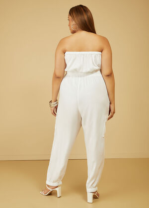 Strapless Joggers Jumpsuit, White image number 1