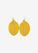 Chain & Faux Leather Leaf Earrings, Nugget Gold image number 0