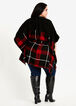 Belted Faux Leather & Plaid Ruana, Red image number 1
