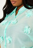 Rosette Embellished Organza Shirt, Ice Green image number 3
