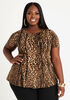Leopard Print Flared Jersey Tee, FRIAR BROWN image number 0