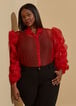 Ruched Puff Sleeve Blouse, Barbados Cherry image number 0