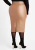 High Waist Midi Faux Leather Skirt, Mocha image number 1
