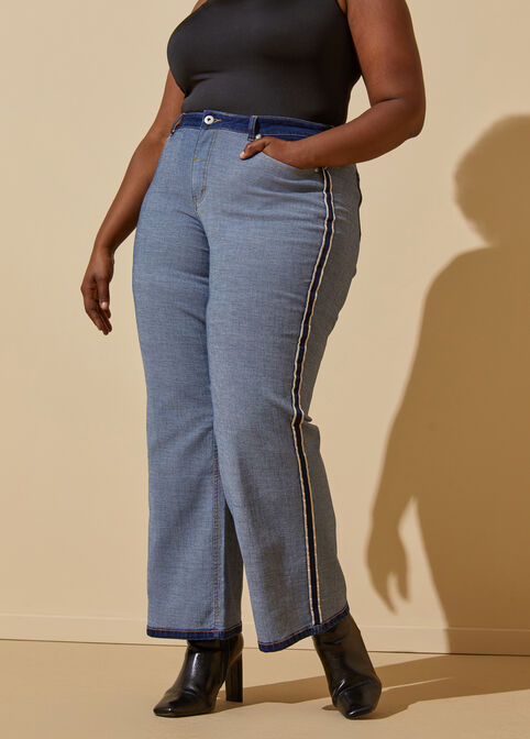 Two Tone Straight Leg Jeans, Denim image number 2