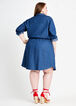 Chambray Cinched Waist Shirtdress, Denim image number 1