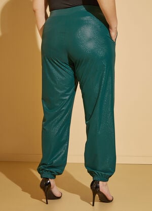 Snake Effect Faux Leather Joggers, Green image number 1
