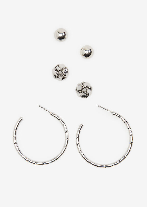 Silver Tone Earrings Set, Silver image number 0