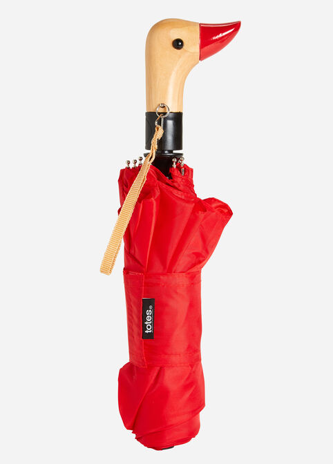 Totes Duck Handle Auto Umbrella, Red image number 0