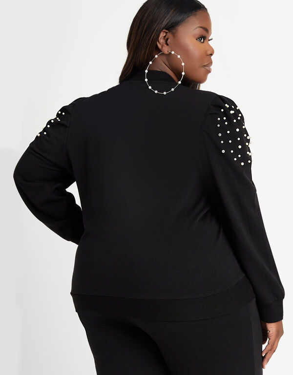 Embellished Fleece Sweatshirt, Black image number 1