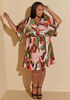 Abstract Print Faux Wrap Dress, Multi image number 2
