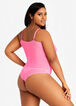 Lace Trim Ruched Thong Bodysuit, Pink image number 1