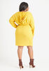 Faux Wrap Hooded Dress, Nugget Gold image number 1