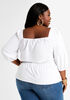 Smocked Peasant Square Neck Top, White image number 1