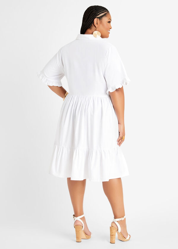 Babydoll Poplin Shirt Dress, White image number 1
