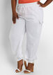 Plus Size Linen Blend High Rise Drawstring Crop Summer Jogger Pants image number 0