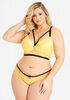 Cage Lace Longline Bra & Panty Set, Yellow image number 0