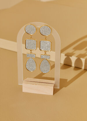 Tiered Glittered Earrings, Gold image number 1