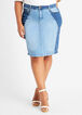 Colorblock Denim Pencil Skirt, Medium Blue image number 0