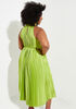 Accordion Pleated Satin Maxi Dress, Green image number 2