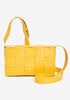 Basketweave Faux Leather Crossbody, Mustard image number 0