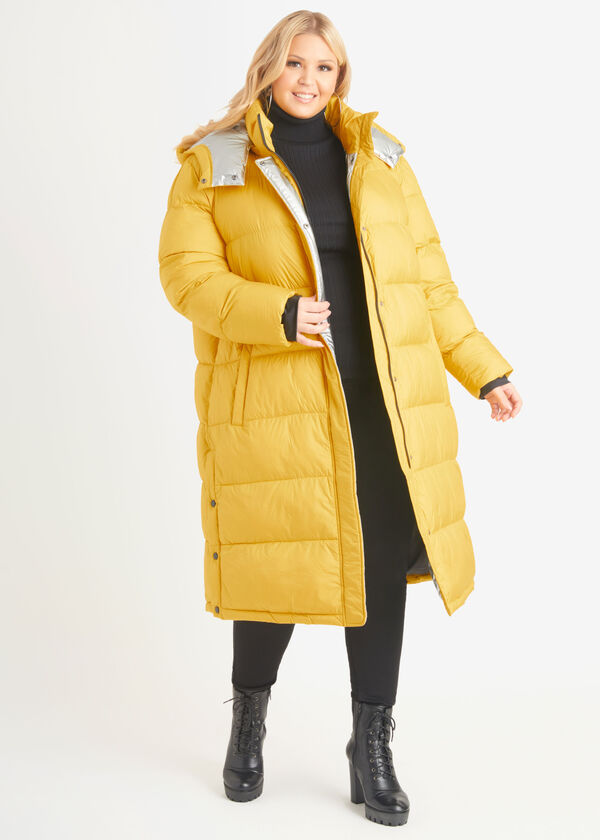 Reflective Hooded Puffer Coat, Yellow image number 2