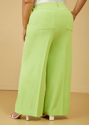 Crepe Wide Leg Trousers, Jade Lime image number 1