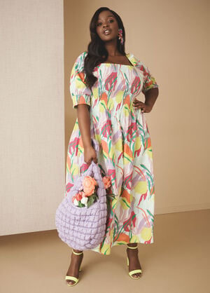 Floral Linen Blend Maxi Dress, Viola image number 0