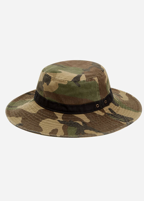 Camo Cotton Bucket Hat, Olive image number 0