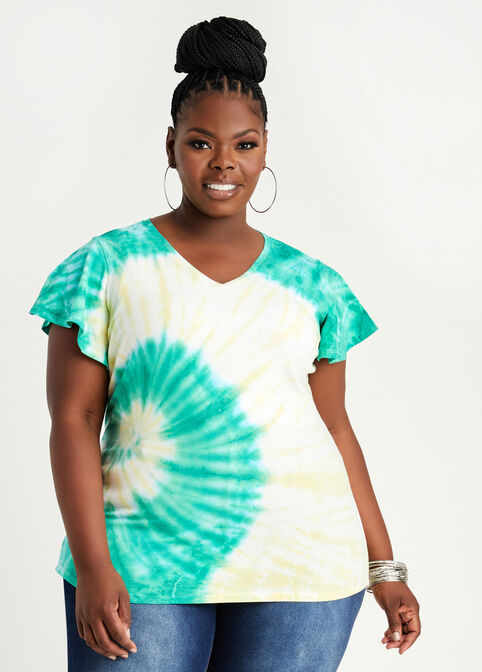 Plus Size tee tie dye festival fashion jersey t-shirt casual t shirt image number 0