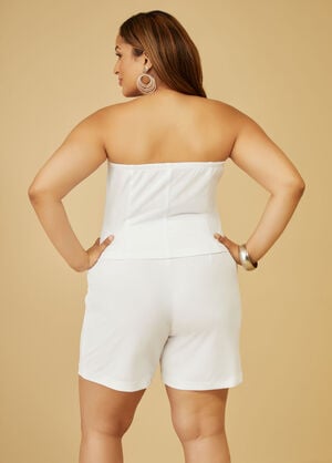 Strapless Buttoned Top, White image number 1
