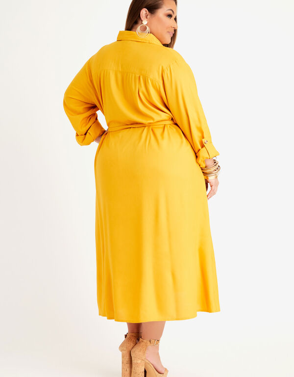 Belted Midi Shirtdress, Nugget Gold image number 1