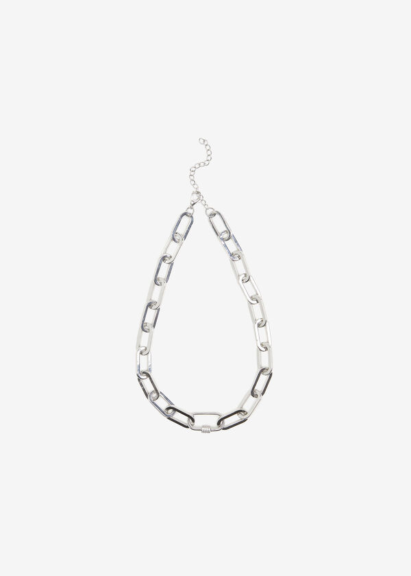 Crystal Pave Silver Tone Necklace, Silver image number 0