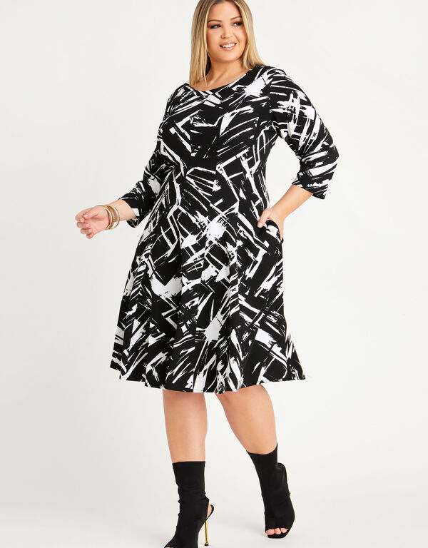 Abstract Pique Panel A Line Dress, Multi image number 0
